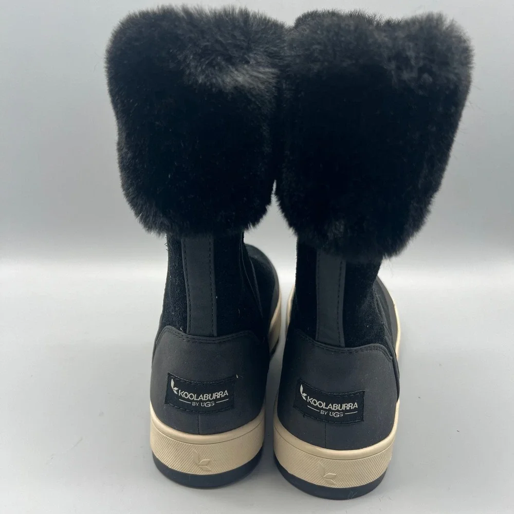 Koolaburra by UGG Women Black Suede Faux Fur Zip Winter Boots‎ 1105889 Size 6